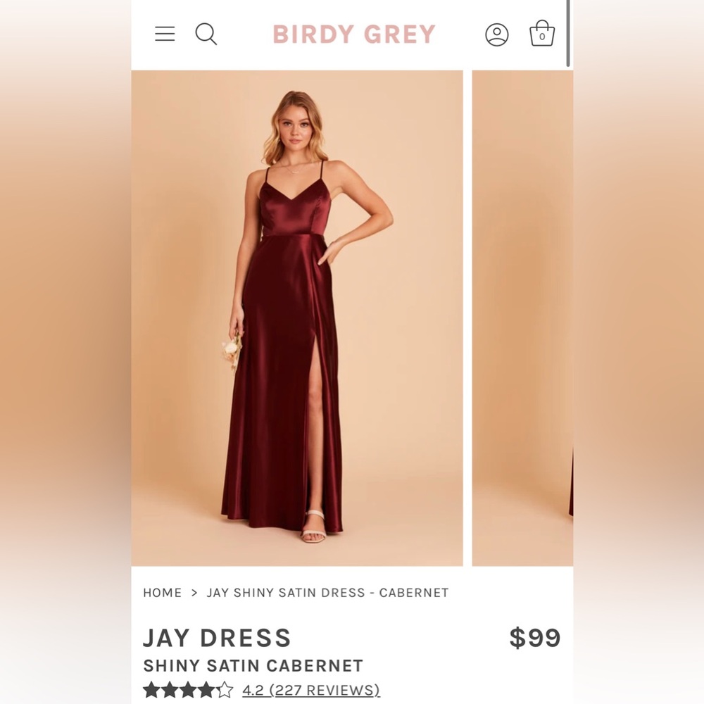 Birdy Grey Jay Cabernet Bridesmaid Dress in Shiny Satin (S)